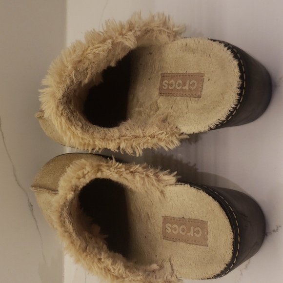 CROCS Clogs Suede Fur Heel Women's (size 6) - Picture 6 of 12